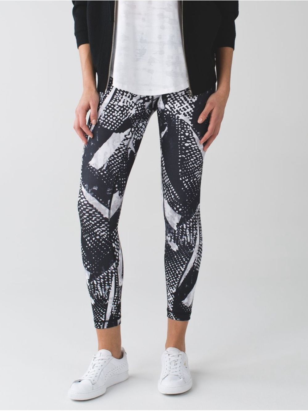 Lululemon High Times Pant - Full-On Luon Static Mist White Black 7/8 Leggings